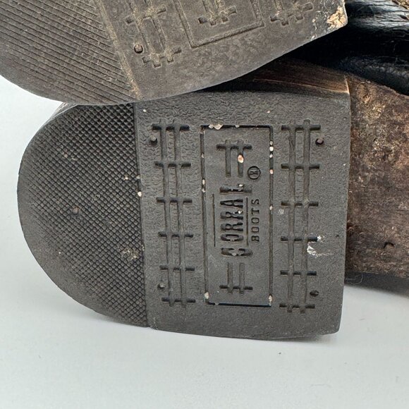 Corral Vintage Mens 10M Cowboy Boots Square Toe Western Embroidered Wings Cross - Picture 11 of 12